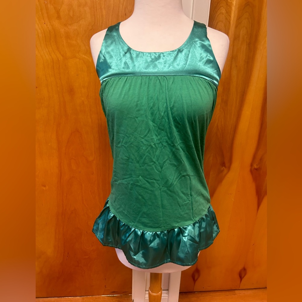 Sweetees green XS tank knit and satin mix material.